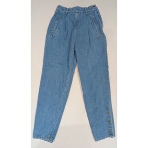 Perry Ellis Jeans Womens 6 Blue Vintage High Waist Pleated Tapered Snap